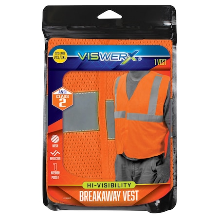 Viswerx Hi-Vis Breakaway Vest - ANSI CL2 Orange 2XL/3XL 127-23017